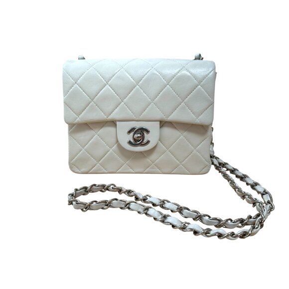 CHANEL Handbags - Chanel White Mini Square Flap